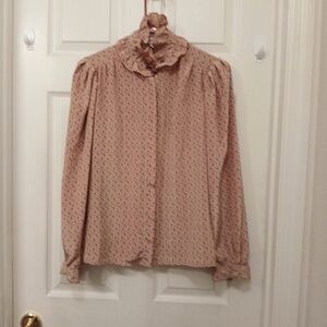 Vintage Alexandria Blouse Size 10 Tan Floral Print